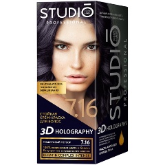 Изображение товара Стойкая крем-краска для волос STUDIO PROFESSIONAL 3D HOLOGRAPHY тон 7.16 Графитовый метеор