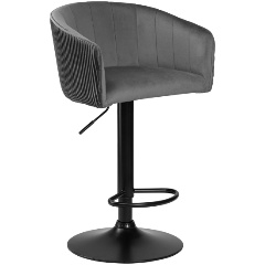 Изображение товара Стул барный DOBRIN DARCY BLACK серый велюр регулируемый вращающийся