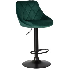 Изображение товара Стул барный DOBRIN LOGAN BLACK зеленый велюр регулируемый