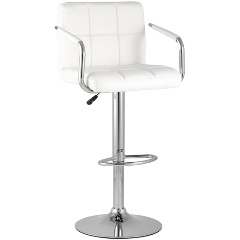 Изображение товара Стул барный Малави NEW белый регулируемый хром каркас из искусственной кожи