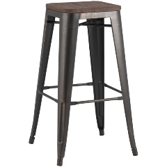 Изображение товара Стул барный STOOL GROUP TOLIX черный/патина золото + темное дерево