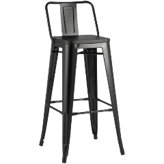 Изображение товара Стул барный STOOL GROUP TOLIX со спинкой черный глянцевый + темное дерево