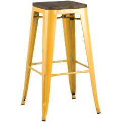 Изображение товара Стул барный TOLIX желтый с темным деревом и глянцевым покрытием