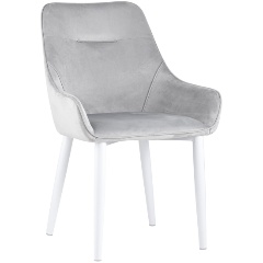 Изображение товара Обеденный стул Диана NEW из велюра серебристого цвета с белыми ножками