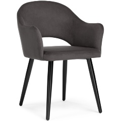 Изображение товара Стул обеденный WOODVILLE Апри микровелюр графитовый / черный глянец