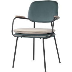 Изображение товара Стул Bergenson Bjorn Pea с подлокотниками велюр сине-зеленый бежевый