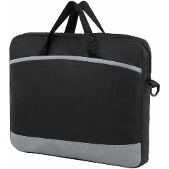 Изображение товара Сумка деловая для документов STAFF "Manager" на молнии с карманом, полиэстер, черно-серый, 37х32х5см, 270836