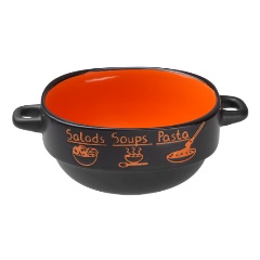 Изображение товара Супница керамическая, 140 мм, круглая, серия Харчо, черно-оранжевая, PERFECTO LINEA (700 мл) (18-416512)