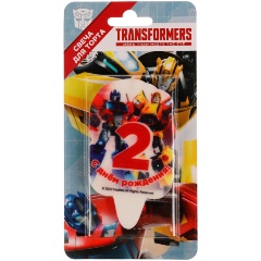 Изображение товара Свеча для торта ЧУДО ПРАЗДНИК 2 Трансформеры со стикером