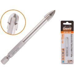 Изображение товара Сверло по кафелю и стеклу GEPARD 6х75мм Impact крестовая пластина