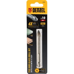 Изображение товара Сверло по керамической плитке DENZEL 728093, 10 мм, крестовая пластина, шестигранный хвостовик