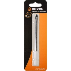 Изображение товара Сверло по стеклу и керамике Вихрь 6 мм (1 шт. в блистере), 73/10/6/13