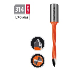 Изображение товара Сверло присадочное сквозное WOODWORK 314.100.R,правое 10х70х10