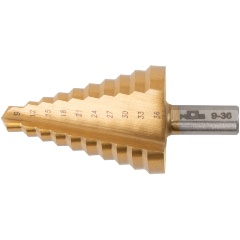 Изображение товара Сверло ступенчатое HSS по металлу, 10 ступеней 9-12-15-18-21-24-27-30-33-36 мм MOS 36385М