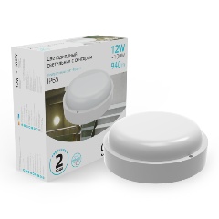 Изображение товара Светильник ЖКХ Gauss Elementary круг 12W 940lm 4000K 160-260V IP65 D180*53 белый с оптико-микроволн сенс LED 1/40
