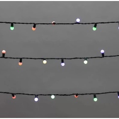 Изображение товара Светодиодная гирлянда NEON-NIGHT Мультишарики 20 м, диаметр 15 мм, 200 светодиодов, свечение мультиколор, мигание, IP44, темно-зеленый провод