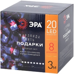 Изображение товара Светодиодная гирлянда ЭРА ENIN-3P 3 м холодный свет, 220V, IP20 (24/192), Б0041895
