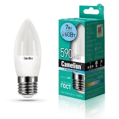 Изображение товара Camelion LED7-C35/845/E27 светодиодная лампа свеча 7 Вт 590 лм теплый свет