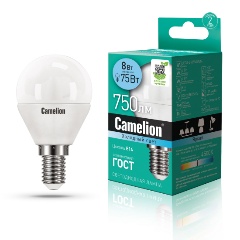 Изображение товара Camelion LED8-G45/845/E14 Светодиодная лампа цоколь E14 8 Вт 750 лм