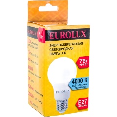 Изображение товара Eurolux LL-E-A60-7W-230-4K-E27 (груша, 7Вт, нейтр., Е27), 76/2/12