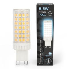 Изображение товара Gauss G9 AC185-265V 6,5W 770lm 4100K керамика LED 1/10/200