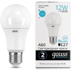 Изображение товара Светодиодная лампа Gauss LED Elementary A60 12W E27 4100K универсальное освещение
