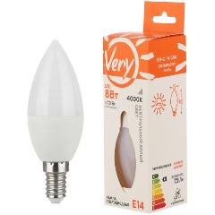 Изображение товара Светодиодная лампа Very свеча CN, 8Вт, 4000К, E14, (шт.) 89-2-14-084