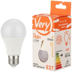 Изображение товара Светодиодная лапма Very груша A60, 15Вт, 3000К, E27, (шт.) 89-1-27-153