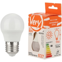 Изображение товара Светодиодная лапма Very шар GL45, 8Вт, 4000К, E27, (шт.) 89-3-27-084