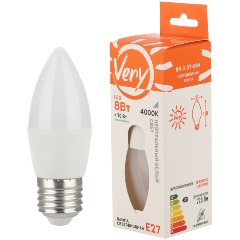 Изображение товара Светодиодная лапма Very свеча CN, 8Вт, 4000К, E27, (шт.) 89-2-27-084