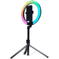 Изображение товара Осветитель светодиодный Raylab RL-0210 кольцевой аккумуляторный с моноподом для селфи