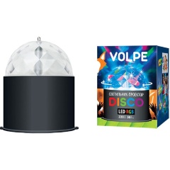 Изображение товара Светодиодный светильник-проектор Volpe Серия DISCO, многоцветный. Напряжение 220В. Кабель с вилкой (в комплекте) Цвет корпуса — черный.