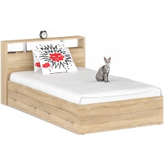 Изображение товара Кровать СВК с ящиками Камелия 1200 цвет дуб сонома