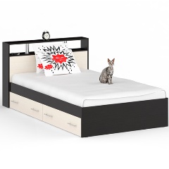 Изображение товара Кровать СВК с ящиками Камелия 1200 цвет венге/дуб лоредо