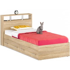 Изображение товара Кровать СВК с ящиками Камелия 900 цвет дуб сонома