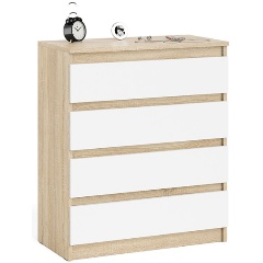 Изображение товара Комод СВК Мори МК800.4, цвет дуб сонома/белый, ШхГхВ 80,4х41х94 см.