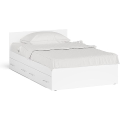 Изображение товара Кровать СВК Мори с ящиками 1200, цвет белый, ШхГхВ 123,5х203,5х70 см., сп.м. 1200х2000 мм.