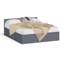 Изображение товара Кровать СВК Мори с ящиками 1600, цвет графит, ШхГхВ 163,5х203,5х70 см., сп.м. 1600х2000 мм.