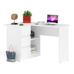 Изображение товара Стол компьютерный СВК Мори МС-16 левый, цвет белый, ШхГхВ 124,4х84,9х76,6 см., выдвижные ящики слева, НЕ универсальная сборка (состоит из 1 упаковки) (Уценка)