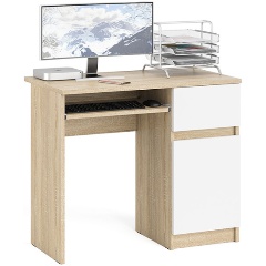 Изображение товара Стол компьютерный СВК Мори МС-1 правый, цвет дуб сонома/белый, ШхГхВ 90х50х76,6 см., выдвижной ящик справа, НЕ универсальная сборка