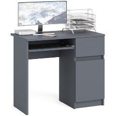 Изображение товара Стол компьютерный СВК Мори МС-1 правый, цвет графит, ШхГхВ 90х50х76,6 см., выдвижной ящик справа, НЕ универсальная сборка