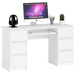 Изображение товара Стол компьютерный СВК Мори МС-2, цвет белый, ШхГхВ 135,4х50х76,6 см.