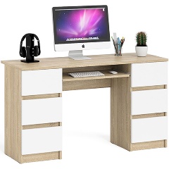 Изображение товара Стол компьютерный СВК Мори МС-2, цвет дуб сонома/белый, ШхГхВ 135,4х50х76,6 см.