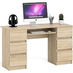 Изображение товара Стол компьютерный СВК Мори МС-2, цвет дуб сонома, ШхГхВ 135,4х50х76,6 см.