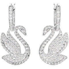 Изображение товара Серьги SWAROVSKI ICONIC SWAN:PE HOOP EARRINGS WHI/RHS 5647545