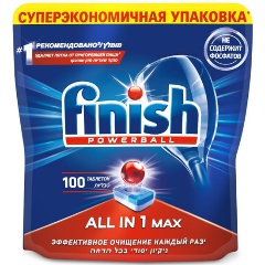 Таблетки для посудомоечных машин FINISH All in 1, бесфосфатные, 100 шт