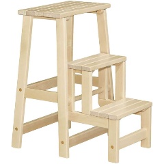 Изображение товара Высокий табурет-стремянка Мебелик Лак 3 ступени из натурального дерева