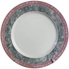 Изображение товара Тарелка десертная THUN 1794 "Яна", декор "Серый мрамор с розовым кантом", 19 см. (ЯНА0004)