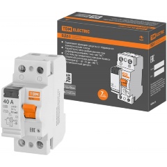 Изображение товара Устройство защитного отключения УЗО ВД63 2Р 40А 30мА электронное TDM ELECTRIC