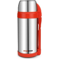 Изображение товара Термос Starwind 1.5 л, нерж. сталь, серебристый/красный (30-1500)